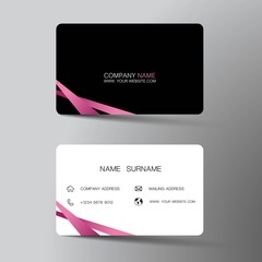 Modern business card template design. With inspiration from the abstract. Contact card for company. Two sided black and pink on the gray background. Vector illustration. 