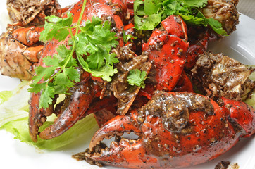 Crab cooked in black pepper sauce