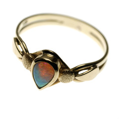 Opal ring isolated on white