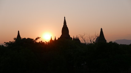 Sunset of buddhist temple