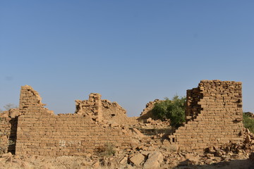 historical monument in kuldhara heritage villahe in jaisalmer rajasthan india