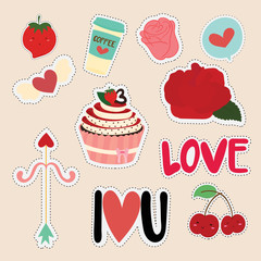cute sticker valentine's day vector