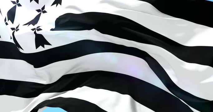 Brittany flag waving at wind in slow, loop