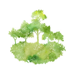 Obraz premium watercolor landscape with trees
