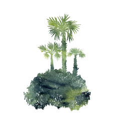 Fototapeta premium watercolor landscape with palm trees
