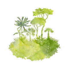 Fototapeta premium watercolor landscape with palm trees