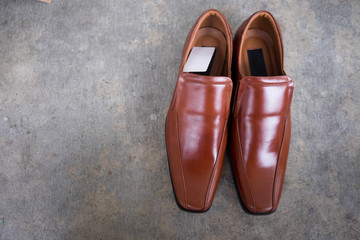 Men's new brown leather shoes