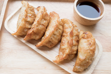 Japanese fried dumplings with dip