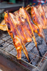 Grill chicken in bamboo stick
