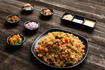 tasty japanese food on table