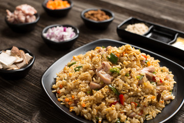 tasty japanese food on table