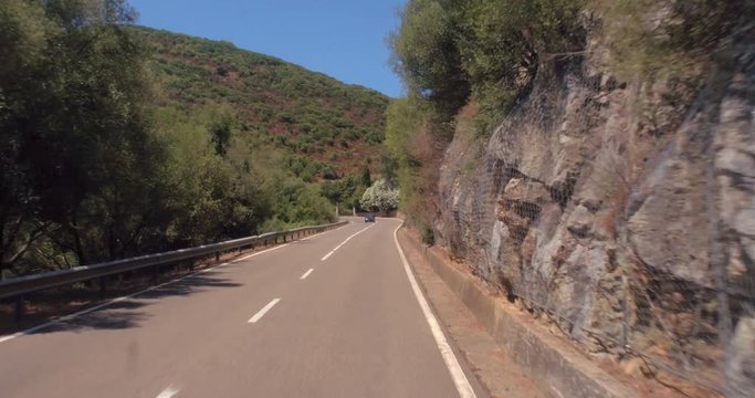 SARDINIA, ITALY  &ndash; JULY 2016 : Video shot of driving through Giara di Gesturi landscape on a sunny day