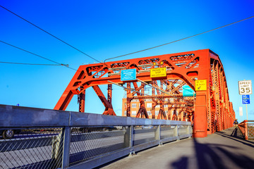 The Broadway bridge in downtown Portland, OR