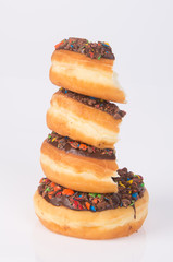 chocolate donuts on a white background