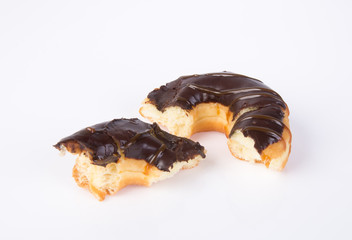 chocolate donuts on a white background