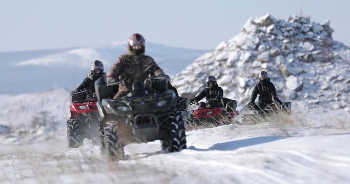 ProRes. Quad bikers on the march. Travel. Tourism.