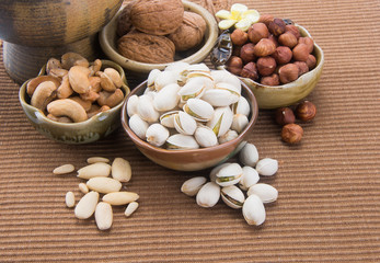 nuts. mixed nuts on the background