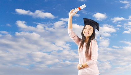 Mixed race woman successful student