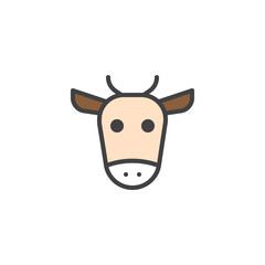 Cow head filled outline icon, line vector sign, linear colorful pictogram isolated on white. Symbol, logo illustration. Pixel perfect vector graphics