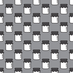 Jam bottle fruit vector seamless pattern isolated wallpaper background