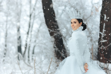Beautiful Ice Queen in Winter Wonderland