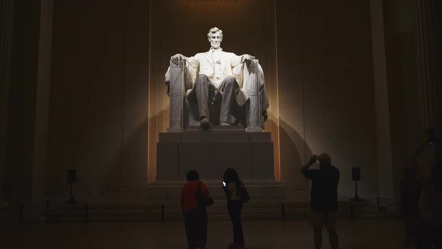 front on view of the interior of the lincoln memorial in washington, dc
