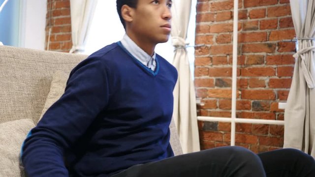 African Man Reaction to Failure while Watching TV