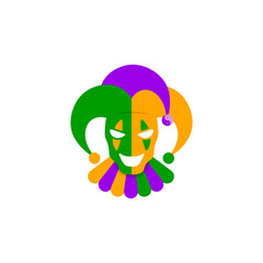 Funny Clown Mask for Mardi Gras. Vector illustrations