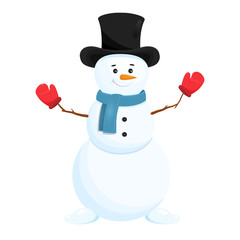 Funny snowman in hat.