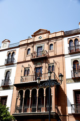 Historic buildings and monuments of Seville, Spain. Spanish architectural styles of Gothic and Mudejar, Baroque