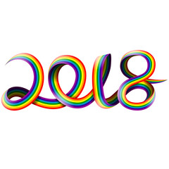 Happy New Year on rainbow