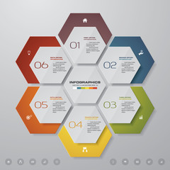 6 steps process. Simple&Editable abstract design element. Vector.