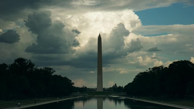 time lapse of clouds building behind the washington monument in washington, dc