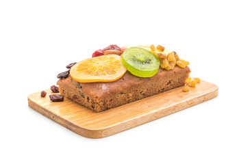fruit cake on white background
