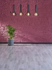 claret red wall black lamp vase of plant design