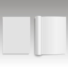 Closed and opened   magazine, brochure or notebook. Vector