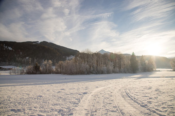 Winterlandschaft in der Abendsonne, Schnee