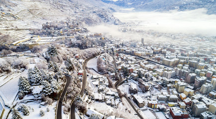 Sondrio - Valtellina (IT) - Vista aerea invernale