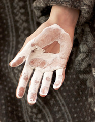 Fototapeta premium young women hand dirty maybe it can be flour