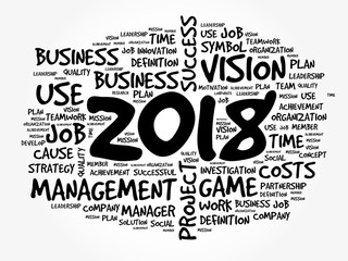 2018 Goals word cloud business concept background