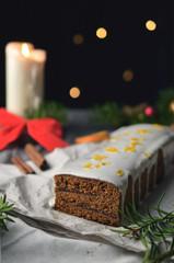 Gingerbread cake on christmas table