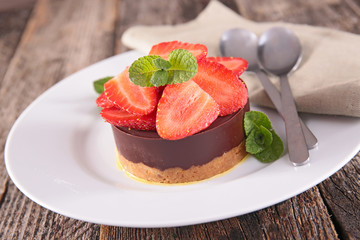 chocolate cake and strawberry