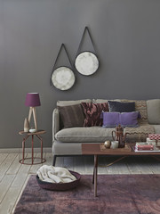 modern grey wall background and armchair decoration