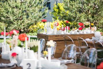 Table set for wedding or another catered event dinner