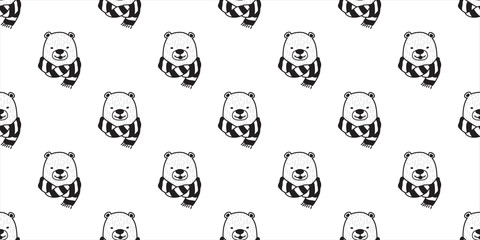 Bear polar bear seamless Pattern Scarf vector wallpaper background white