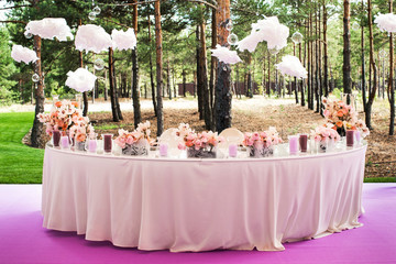 Table set for wedding or another catered event dinner