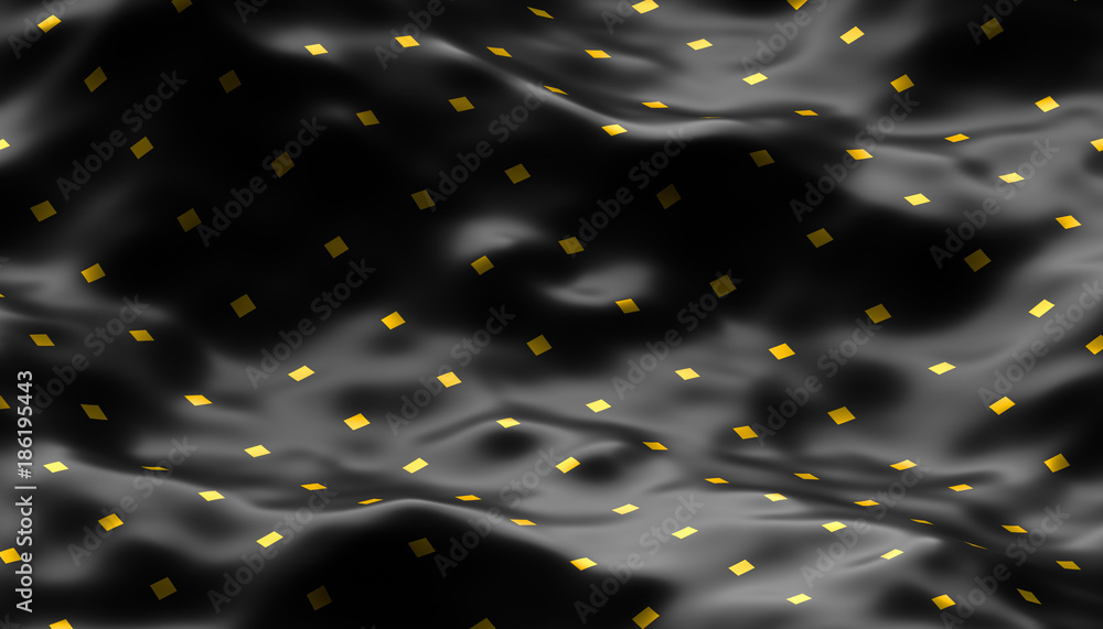 Poster abstract 3d rendering of smooth surface with ripples, cloth with waves, modern background design for