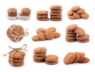 Chocolate cookies isolated on a white background