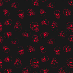 Red skulls vector seamless pattern