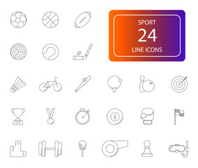 Line icons set. Sport pack. Vector illustration.	